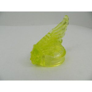 Pontiac Indian Head Radiator Cap Glass Paperweight Lime Green